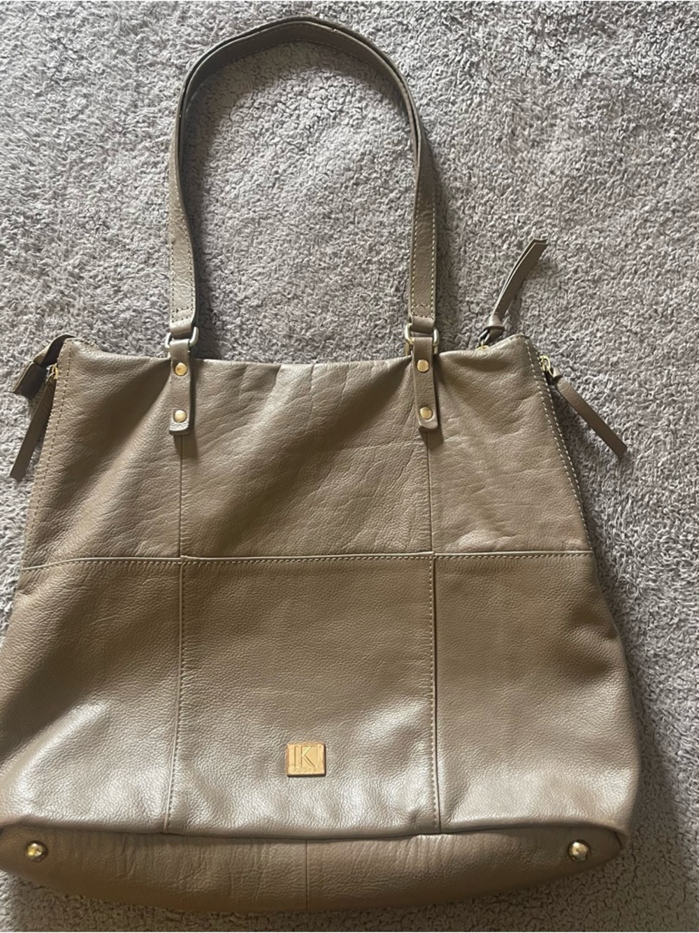 Kooba Large Leather Shoulder Tote in Taupe